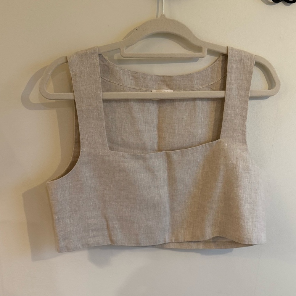 Posse Cream Sleeveless Crop Tank, S